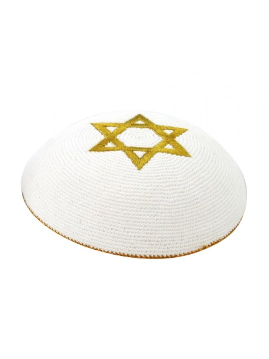 כיפה סרוגה מגן דוד זהב | כיפה סרוגה