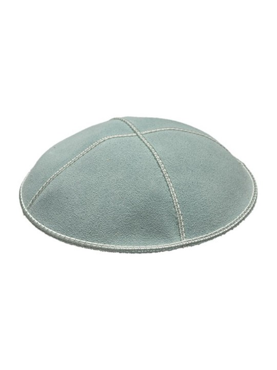 Kippa en daim bleu clair quatre panneaux | Kippa en daim
