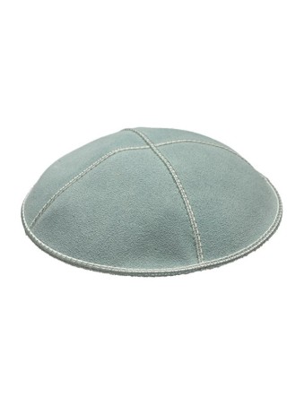 Kippa en daim bleu clair quatre panneaux | Kippa en daim