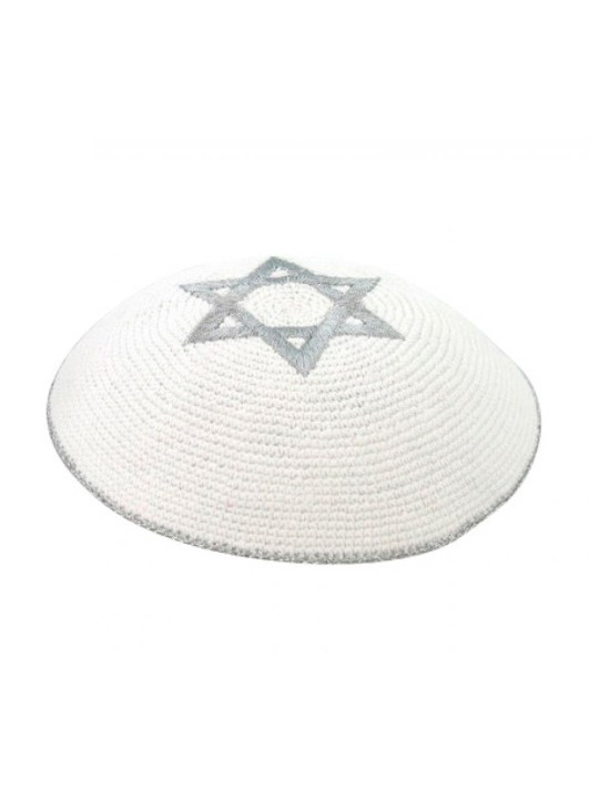 Kippa tricotée Silver Star of David | Kippa tricotée