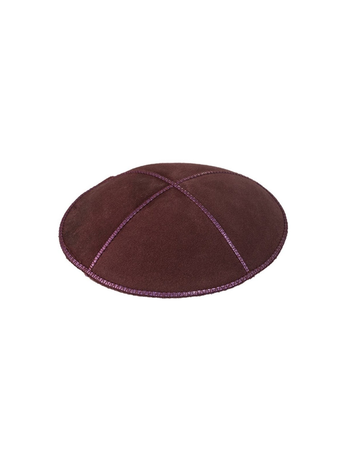 Kippa en daim violet aubergine avec quatre panneaux | Kippa en daim