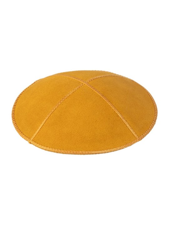 Kippa en daim couleur moutarde quatre panneaux | Kippa en daim