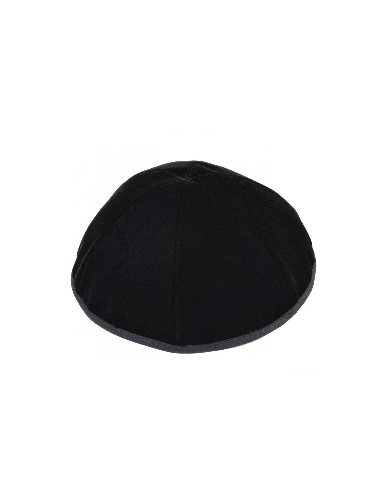 Kippa en velours noir de qualité supérieure, 6 panneaux avec bordure | Kippa en velours
