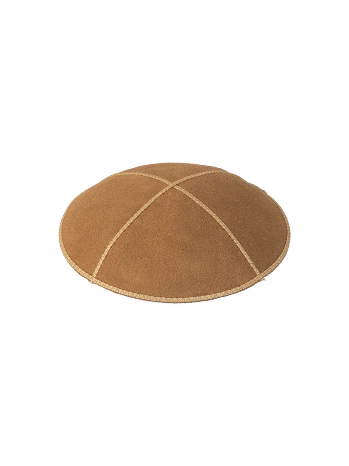 Kippa en daim marron clair en quatre panneaux | Kippa en daim