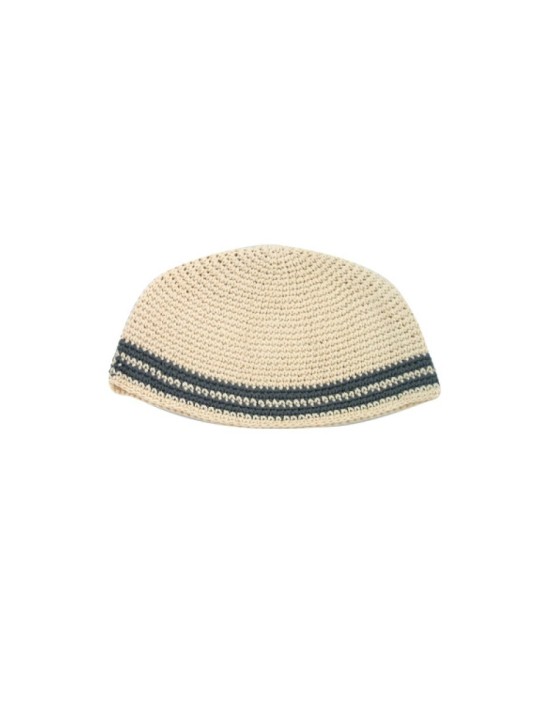 Frik Kippah Beige avec rayures grises | Frik Kippa