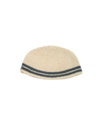 Frik Kippah Beige avec rayures grises | Frik Kippa