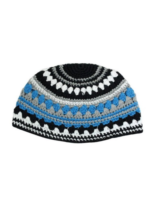 Frik Kippah en rayures bleues grises et noires | Frik Kippa
