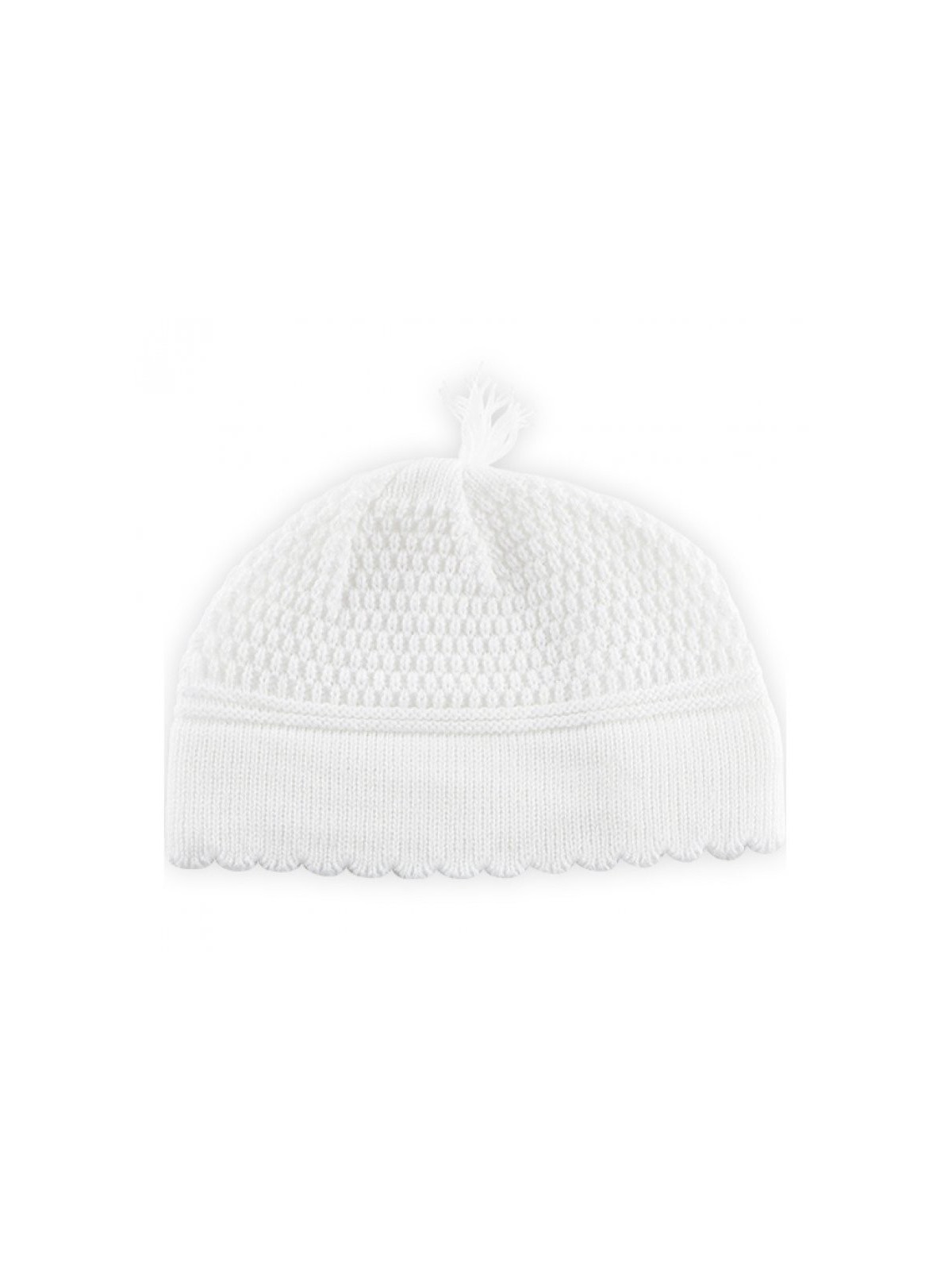 White Strech DMC Fabric Frik Kippah with Small Tassel... | Frik Kippah