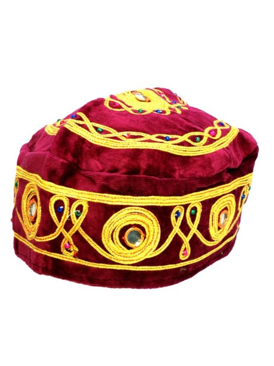 Pack de 3 Kippah Bucharian en velours et or assortis... | Kippa Buchari