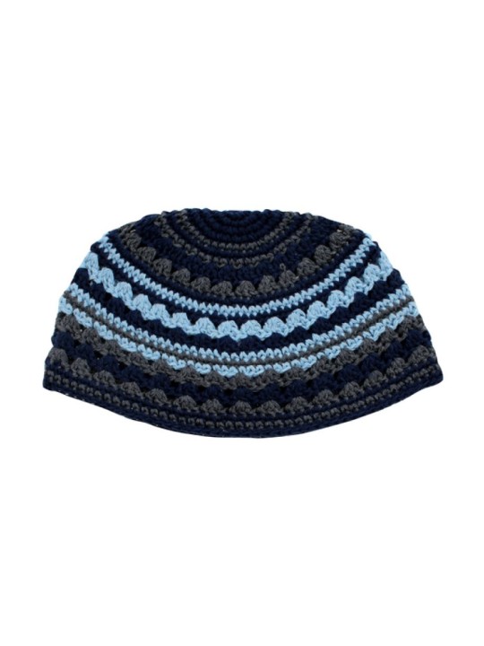 Frik Kippah %96 Crocheted Weave of Light Blue Gray an... | Frik Kippah