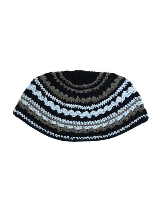 Frik Kippah en rayures bleues grises et noires | Frik Kippa