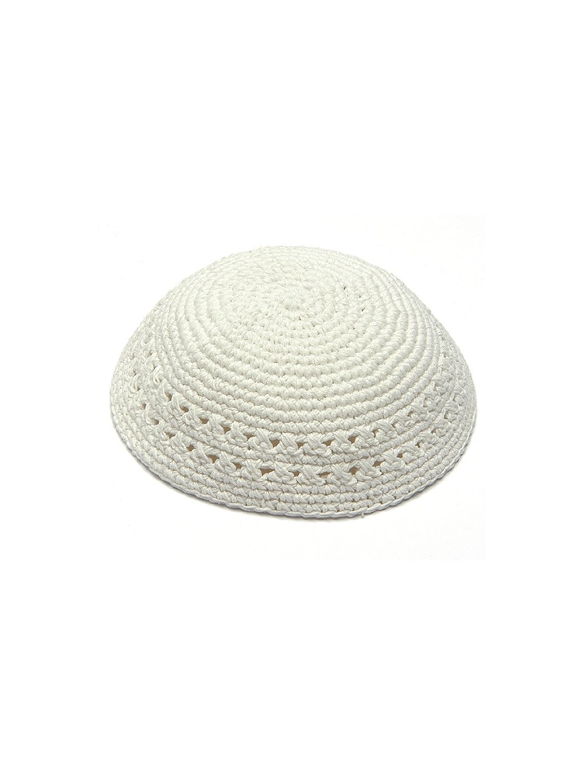 Kippa tricotée blanche au crochet avec design de bordure | Kippa tricotée