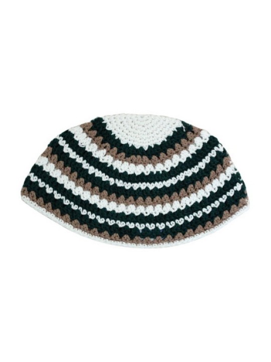 Frik Kippah rayé blanc et noir beige | Frik Kippa