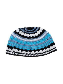 Frik Kippah %96 Tissage épais au crochet de noir blanc... | Frik Kippa