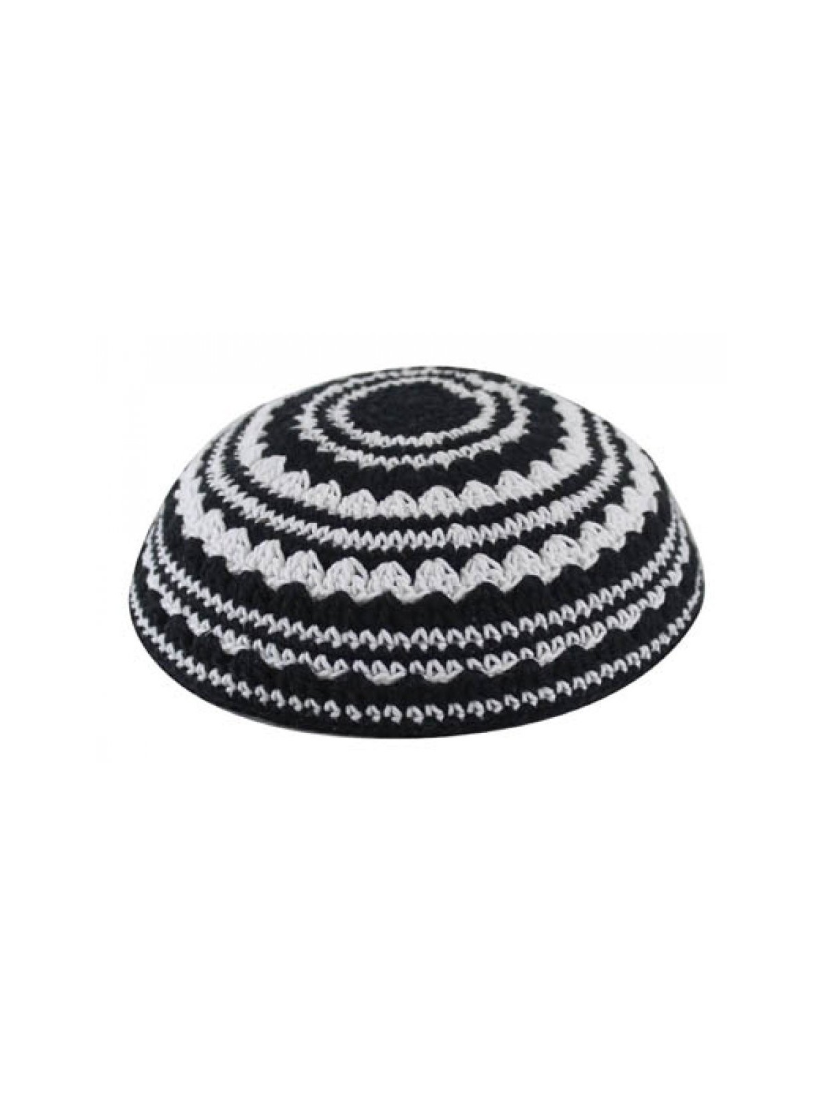 Kippa tricotée à rayures noires et blanches | Kippa tricotée