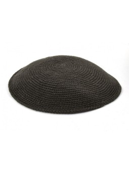 Kippa en coton tricoté à la main de couleur bois foncé Premium... | Kippa tricotée