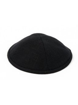 Kippa en lin gris noir avec motif à carreaux clairs... | Kippa en tissu