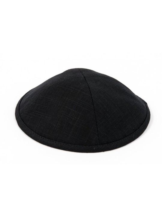 Kippa en lin gris noir avec motif à carreaux clairs... | Kippa en tissu