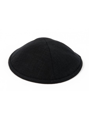 Kippa en lin gris noir avec motif à carreaux clairs... | Kippa en tissu