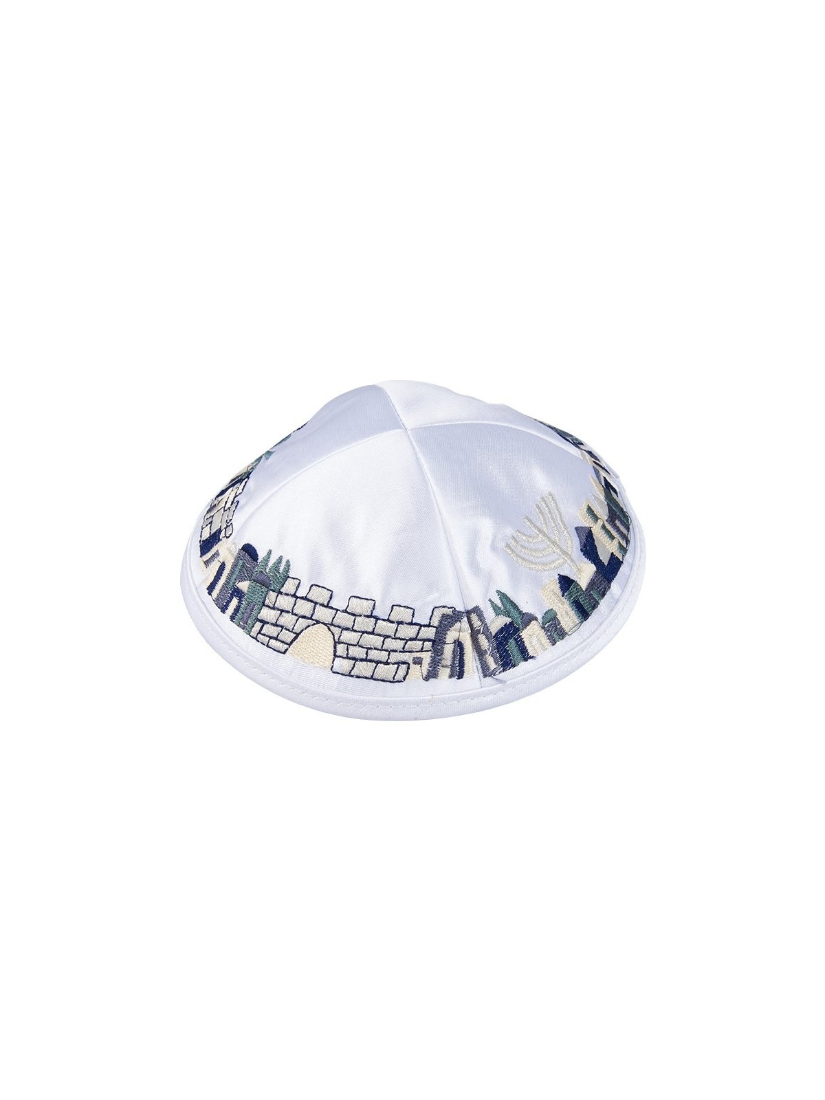 Kippa satinée blanche avec clip attaché et broderie... | Kippa en satin