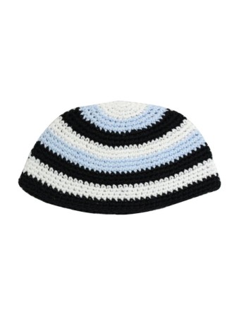 Frik Kippah avec rayures bleu clair noir et blanc | Frik Kippa