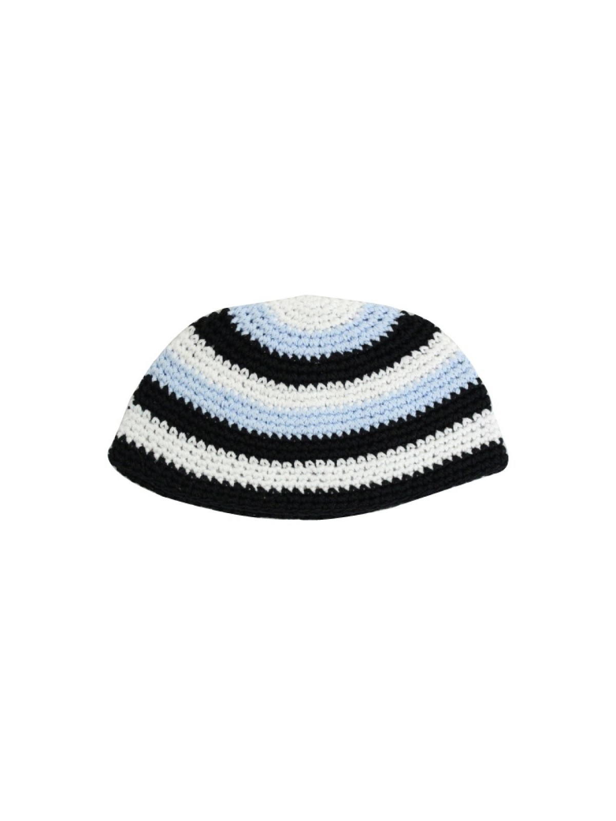 Frik Kippah avec rayures bleu clair noir et blanc | Frik Kippa