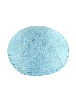 Light Blue Linen Kippah Crosshatch Stitch | Linen Kippah
