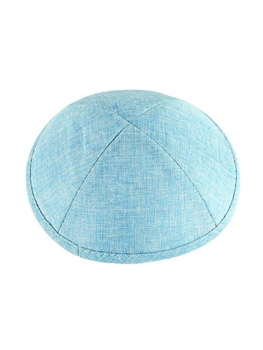 Point de hachure kippa en lin bleu clair | Kippa en lin