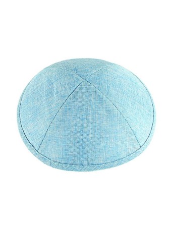Light Blue Linen Kippah Crosshatch Stitch | Linen Kippah