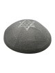 Tissu en lin gris kippa kippa avec double argent... | Kippa en lin