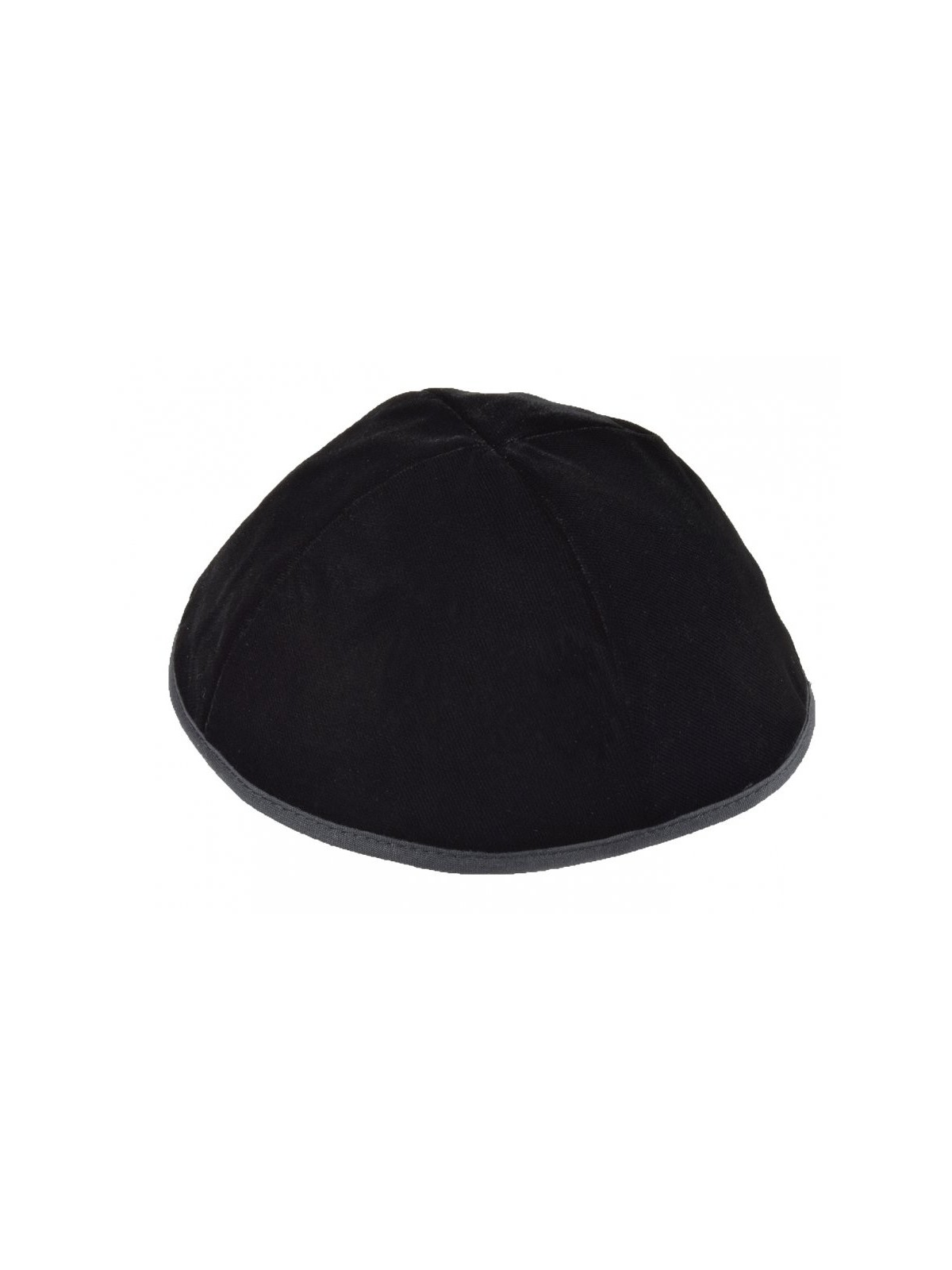 Kippa en velours noir de qualité supérieure, 4 panneaux avec bordure | Kippa en velours