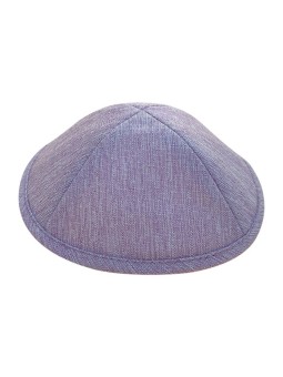 Kippa en tissu violet avec un look denim, option deux tailles | Kippa en lin