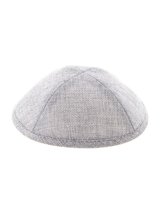 Kippa en lin gris clair Yarmulke Pin Spot Design | Kippa en lin