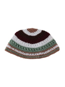 Frik Kippah %96 Rayures horizontales blanches grises et marron | Frik Kippa