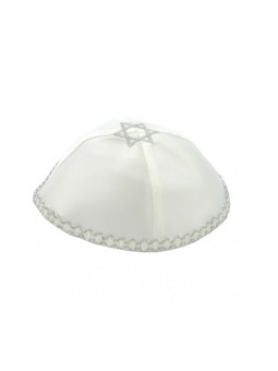 Satin Kippah With Silver Star Of David | Satin Kippah