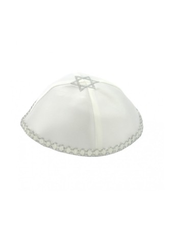 Kippa en satin avec étoile de David en argent | Kippa en satin