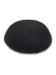 Kippa Srugah tricotée noire avec bordure argentée Cho... | Kippa tricotée