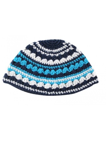 Frik Kippah with Light Blue Gray and Black Stripes | Frik Kippah