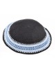 Bleu tricoté à la main Premium DMC Coton Kippa Blanc... | Kippa tricotée