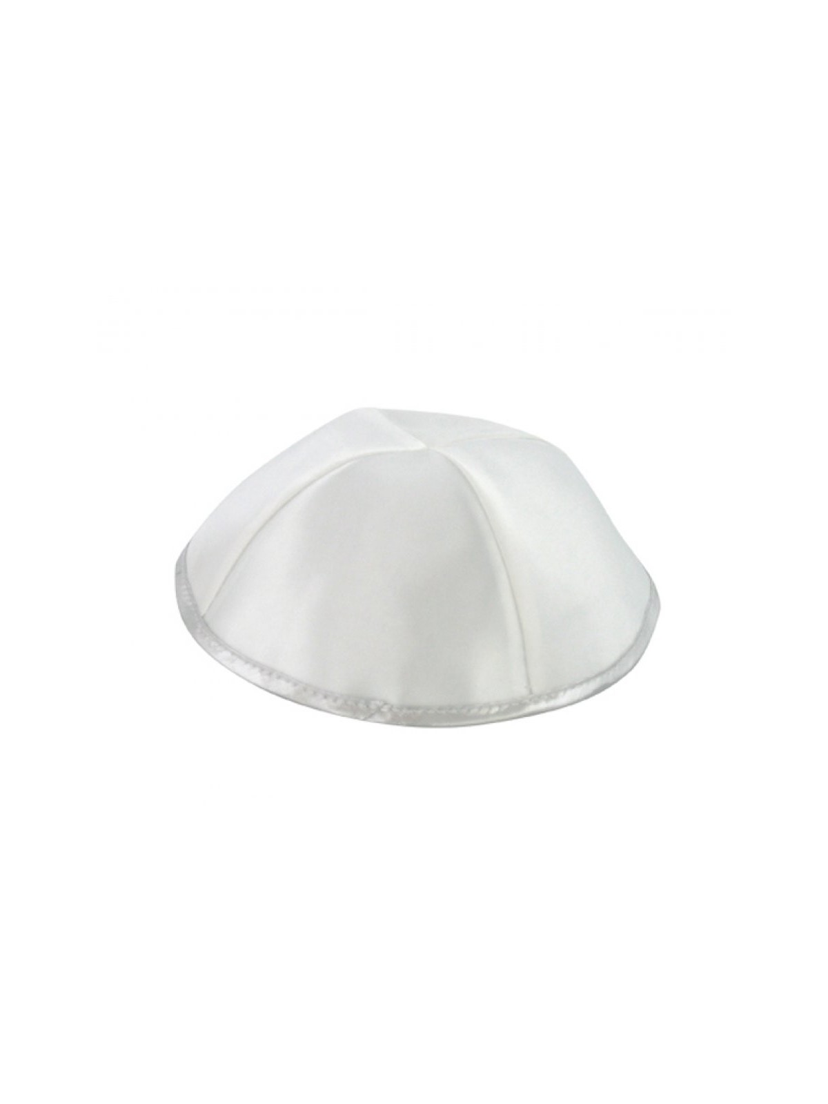 Kippa en satin blanc avec bordure argentée | Kippa en satin