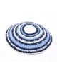 Kippa en coton DMC premium tricoté à la main bleu blanc... | Kippa tricotée