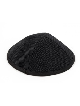 Kippa en tissu gris noir avec motif texturé caché... | Kippa en tissu
