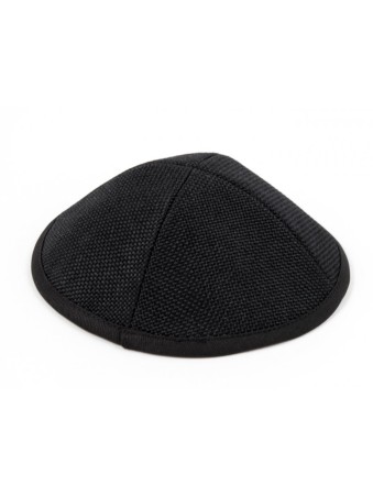 Kippa en tissu gris noir avec motif texturé caché... | Kippa en tissu