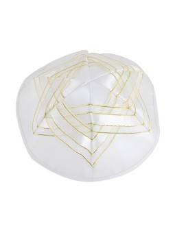 Kippa en satin blanc avec étoile de David dorée | Kippa en satin