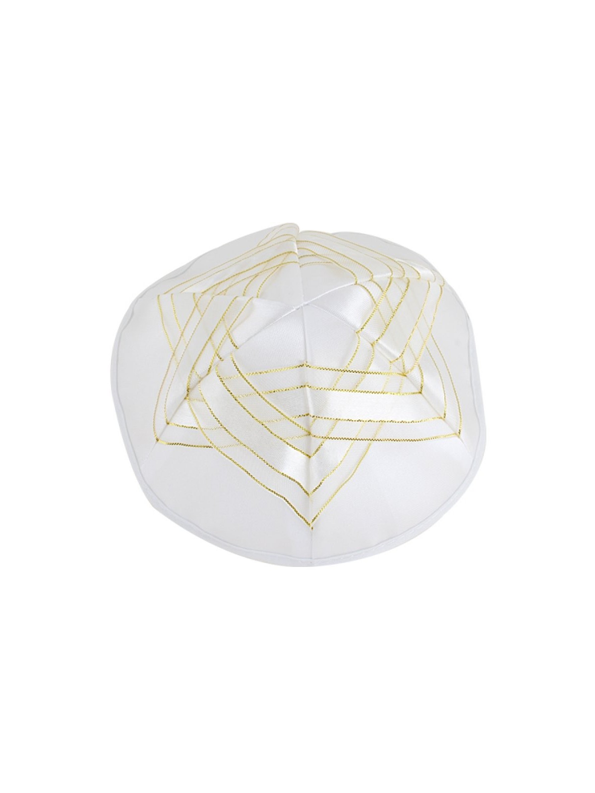 Kippa en satin blanc avec étoile de David dorée | Kippa en satin