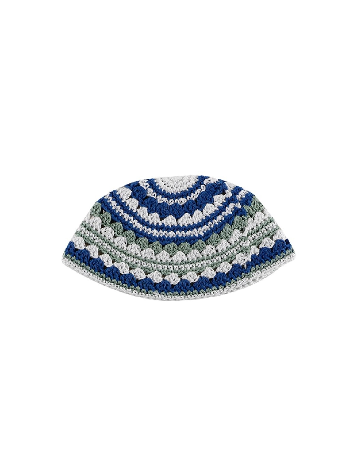 Frik Kippah avec rayures bleu clair, vert clair et beige | Frik Kippa