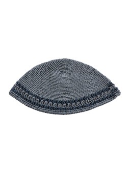 Tissu tricoté à la main Gris Frik Kippah avec Dark G... | Frik Kippa