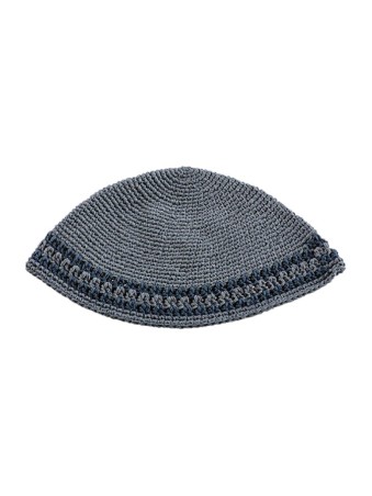 Tissu tricoté à la main Gris Frik Kippah avec Dark G... | Frik Kippa