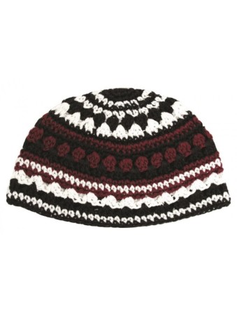 Frik Kippah with Maroon Black and White Stripes | Frik Kippah