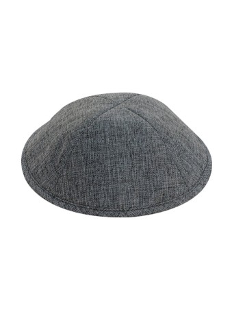Kippa en tissu aspect lin gris foncé | Kippa en tissu
